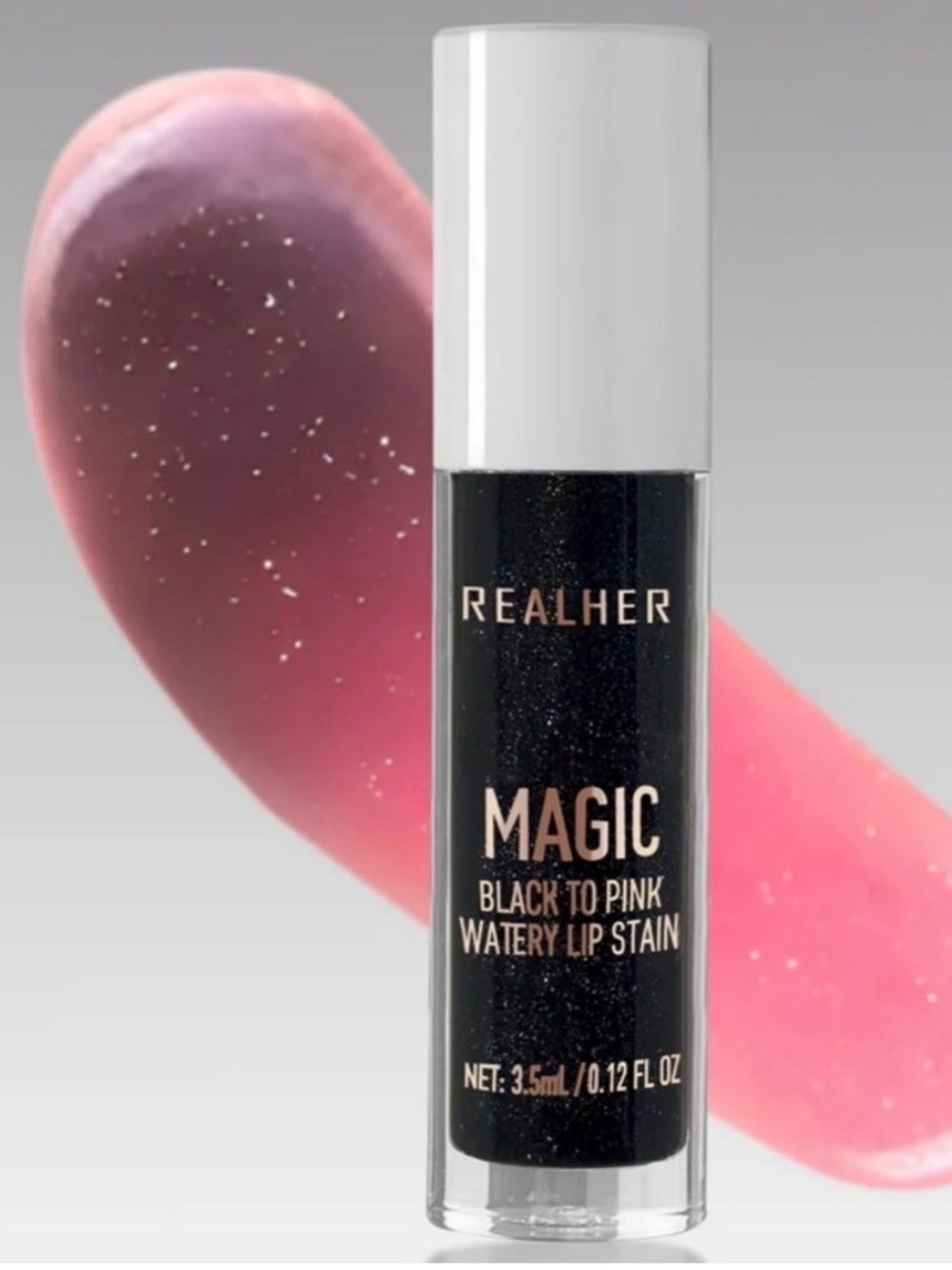 Realher Create Your Magic Color Changing Black to Pink Watery Lip Stain Gloss